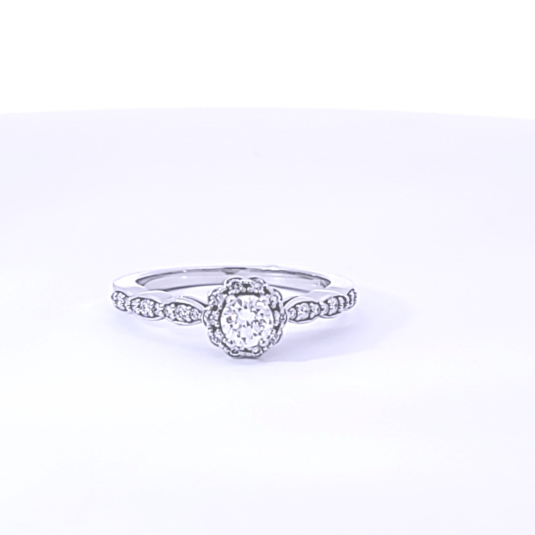 Round Diamond halo Engagement Ring