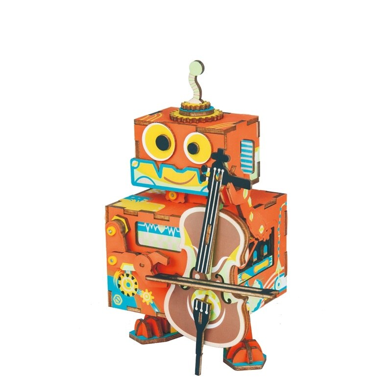 Robotime New Arrival DIY 3D Kitty Ballet Wooden Puzzle Game Assembly Moveable Music Box Toy Gift for Children Kids Adult AMD