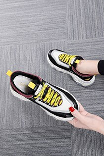 Ladies autumn round-toe platform low-top shoes lace-up color matching casual shoes