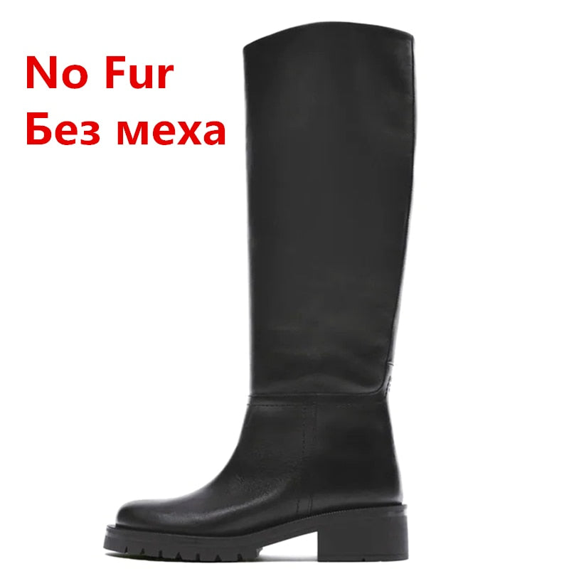 FEDONAS 2022 ZA Ins Hot Women Genuine Leather Knee Boots High Heels Motorcycle Boots Punk Slim Long Autumn Winter Shoes Woman