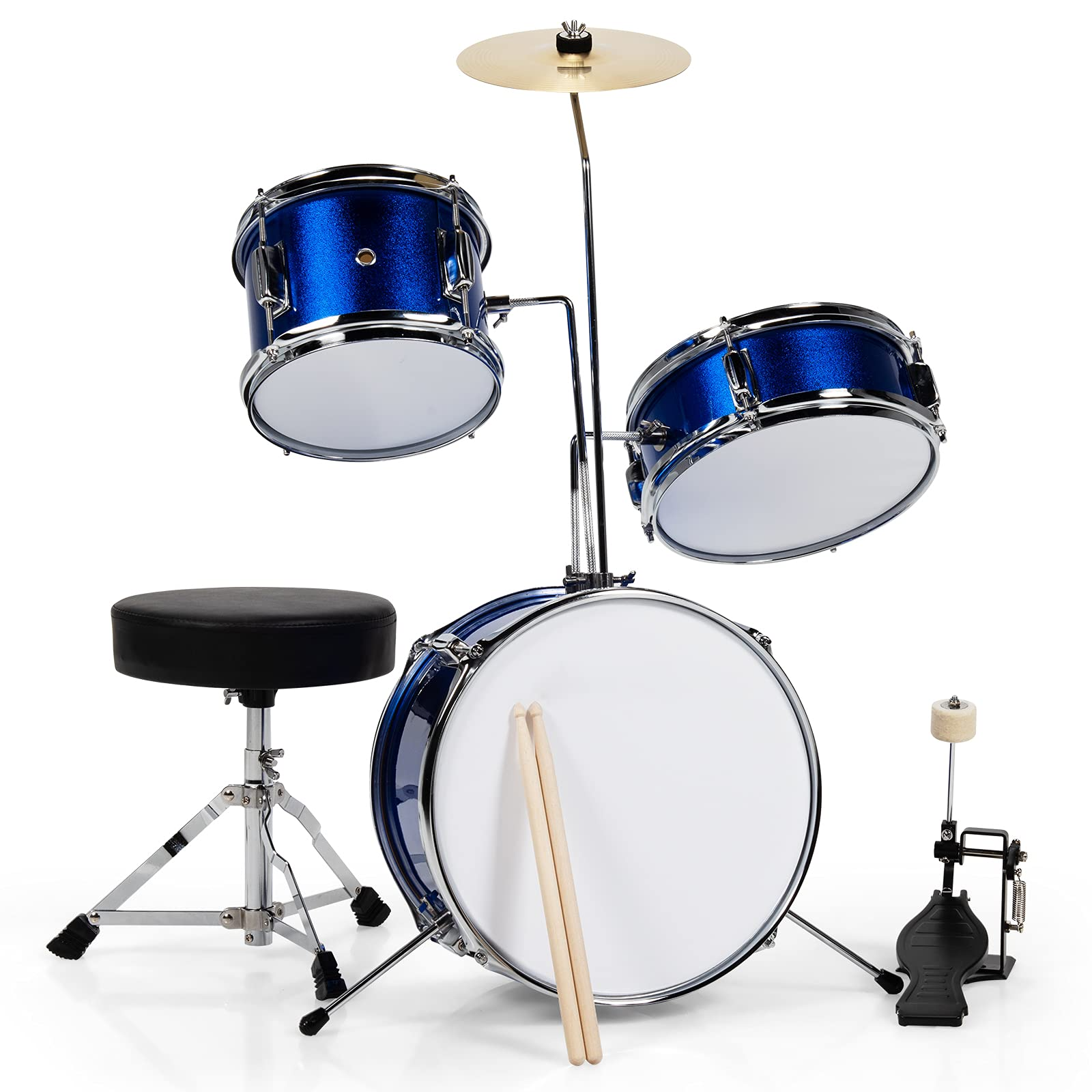 Costzon 3-Piece Kids Drum Set, 13 inch Junior Drum Set with 3 Drums (Bass Snare Tom)