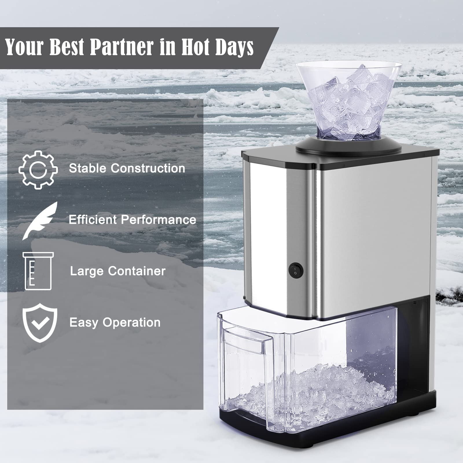 Costzon Electric Ice Crusher, Stainless Steel Ice Shaver