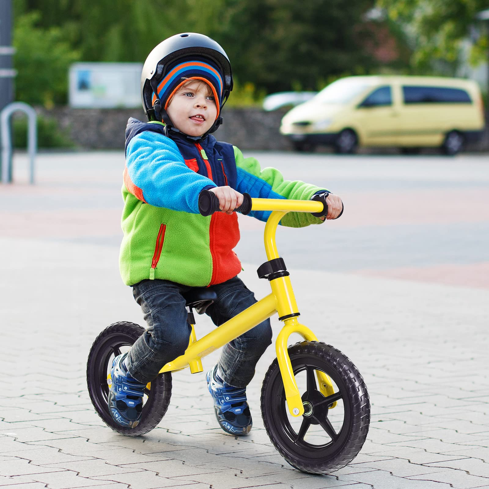 BABY JOY Kids Balance Bike, No Pedal Training Bicycle with Adjustable Handlebar & Seat and Puncture-Proof EVA Tires