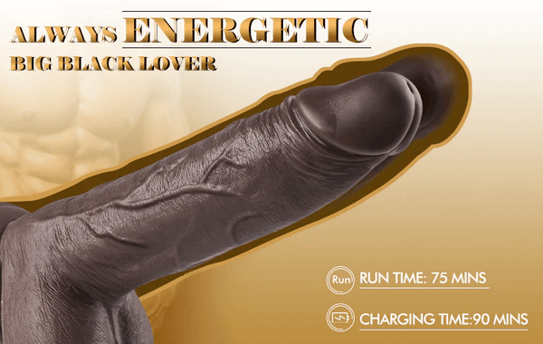 8.7 Inch Realistic Vibration Black Huge Dildo
