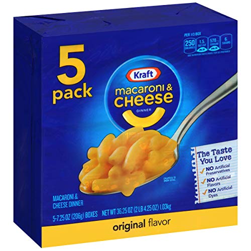 Kraft Original Flavor Macaroni and Cheese Meal (7.25 oz Boxes, Pack of 5)