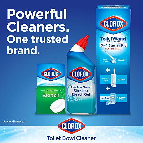 Clorox Toilet Bowl Cleaner Clinging Bleach Gel, Cool Wave - 24 Fl Oz (Pack of 2)