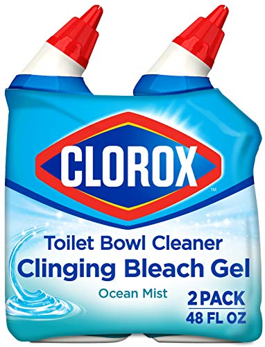 Clorox Toilet Bowl Cleaner Clinging Bleach Gel, Cool Wave - 24 Fl Oz (Pack of 2)