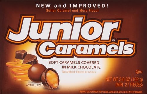 Junior Caramels Chocolate Candy Theater Box, 3.5 oz, Pack of 3