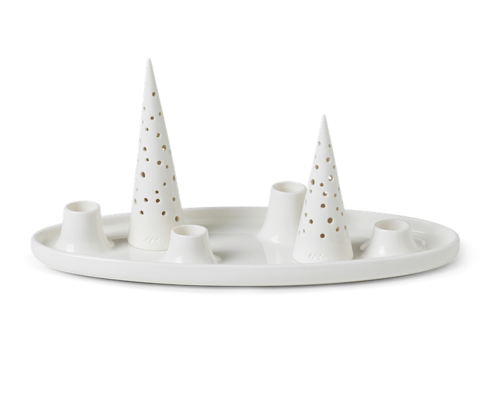 K?hler Nobili Oval Advent Candle Holder, Snow White, H: 6.1