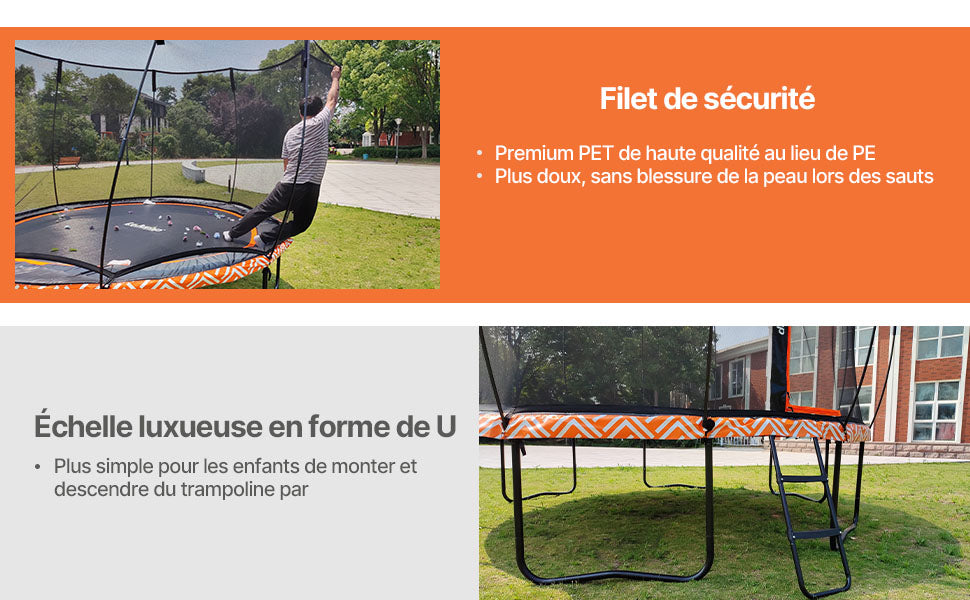 LEJUMP Trampoline Extérieur 366cm Orange Rond LeJump Lightning