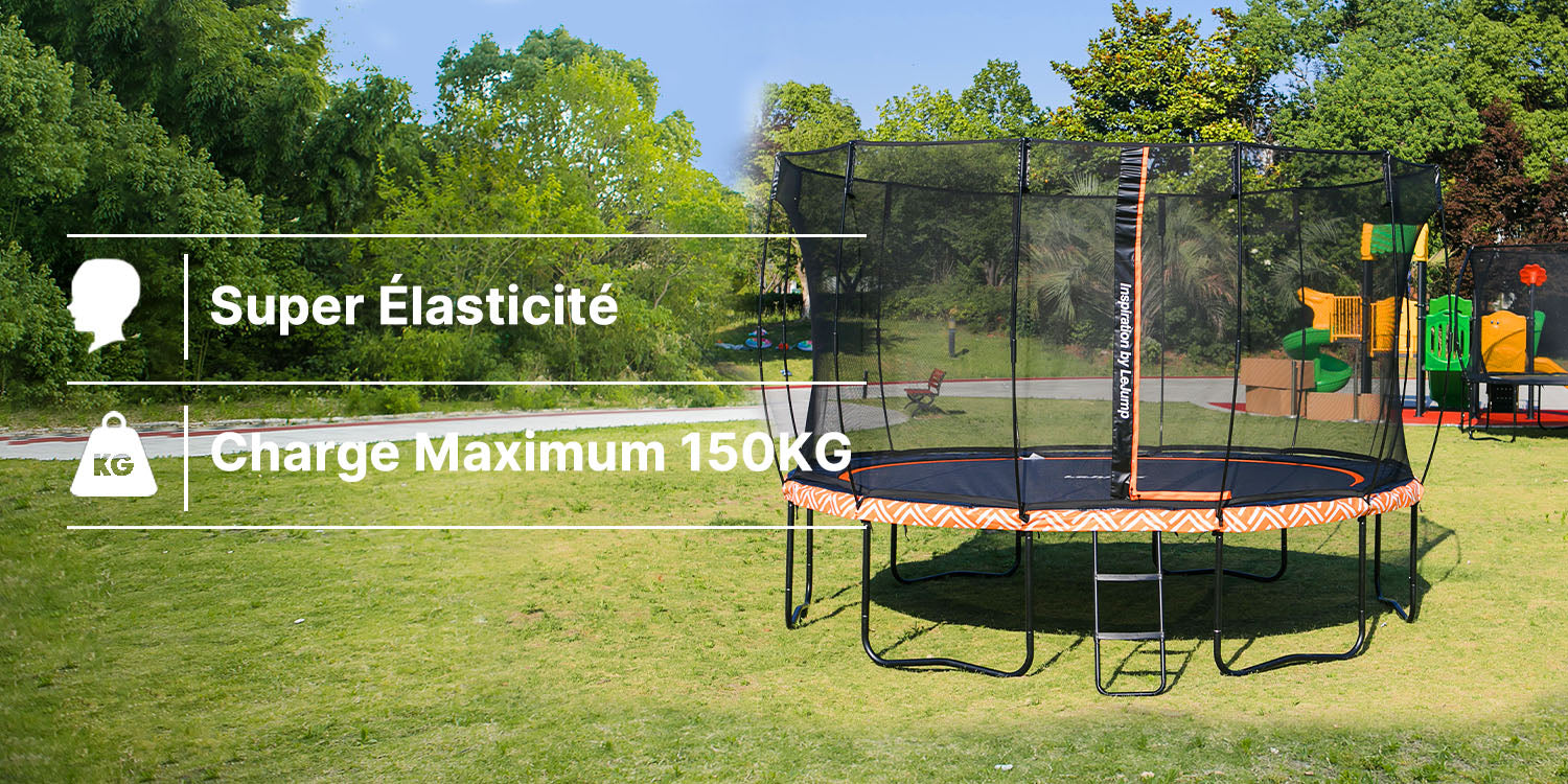 LEJUMP Trampoline Extérieur 366cm Orange Rond LeJump Lightning