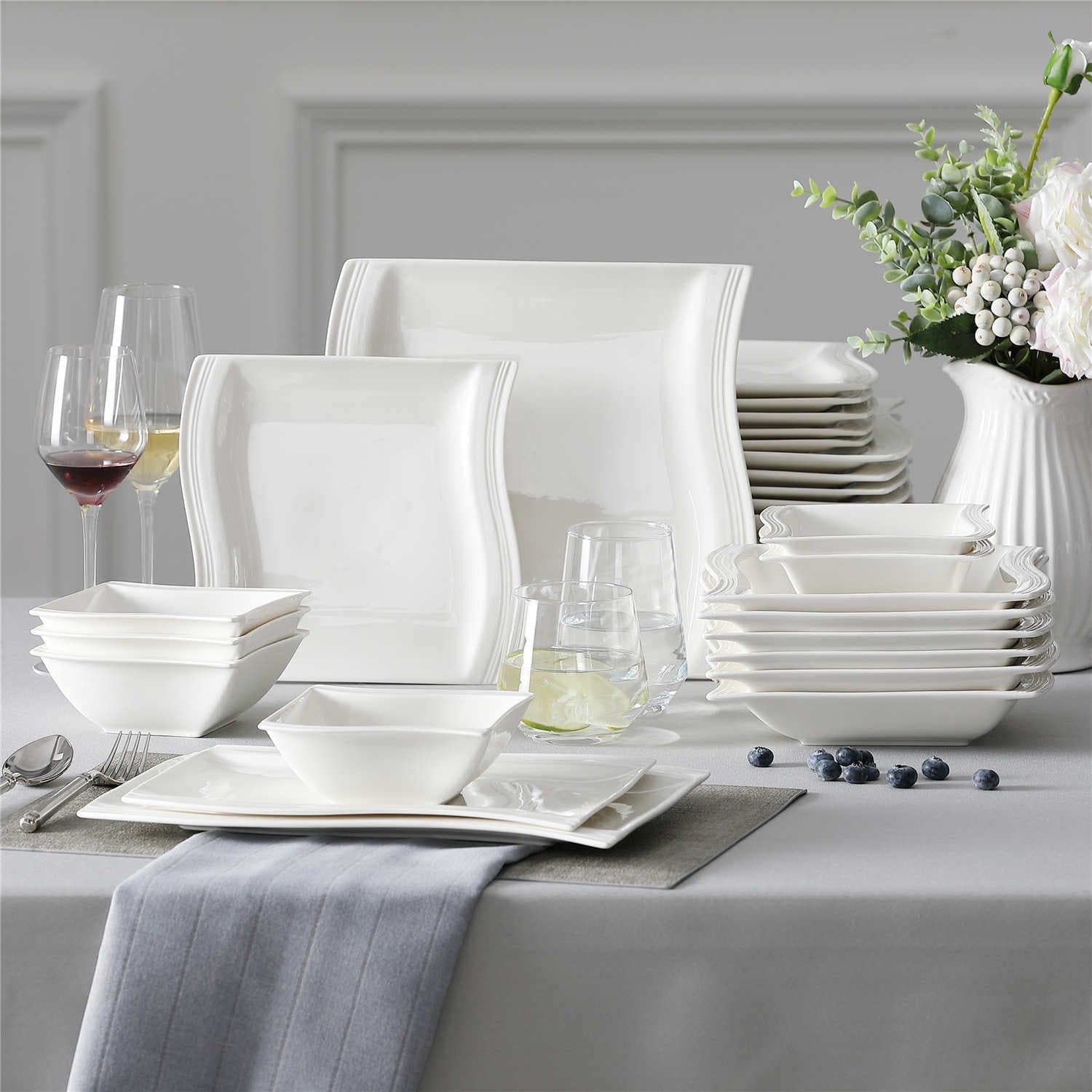 Flora Marble Blue 26 Piece Dinnerware Set