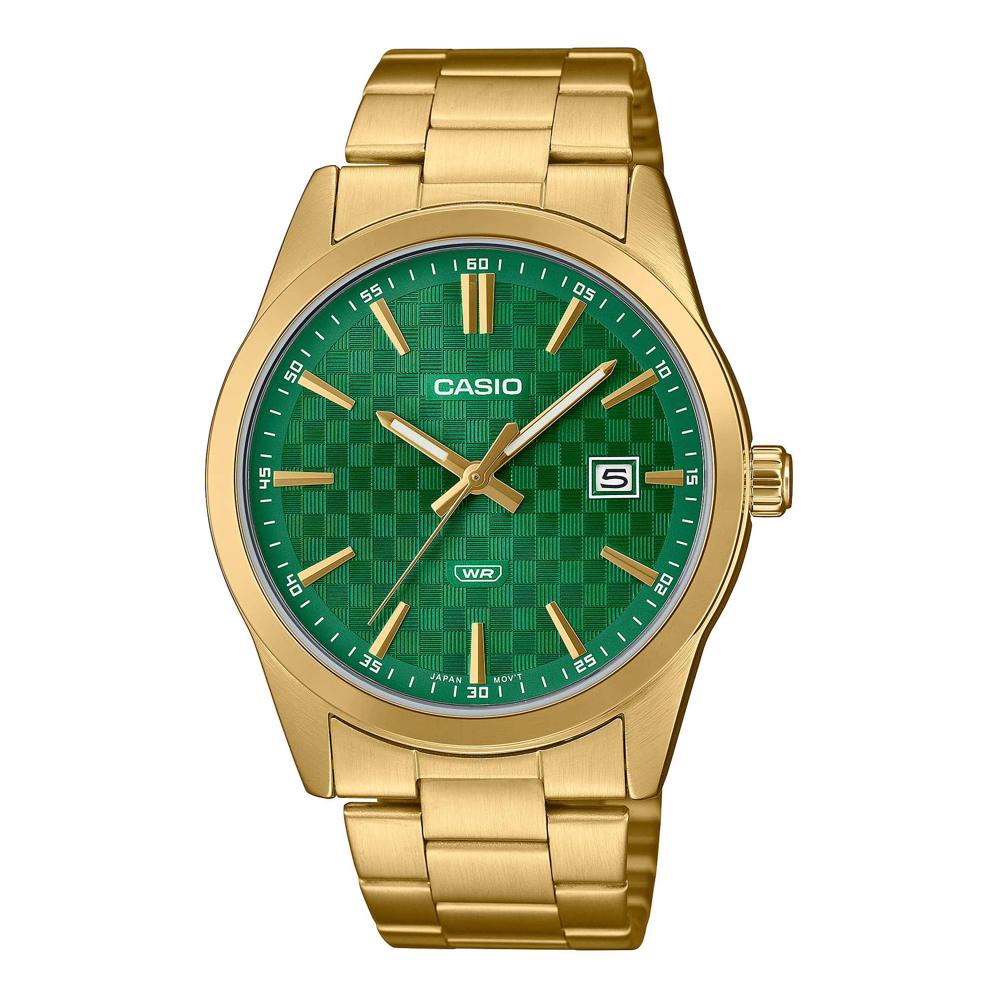 Casio Standard Gold Stainless Steel Green Dial Watch MTP-VD03G-3A