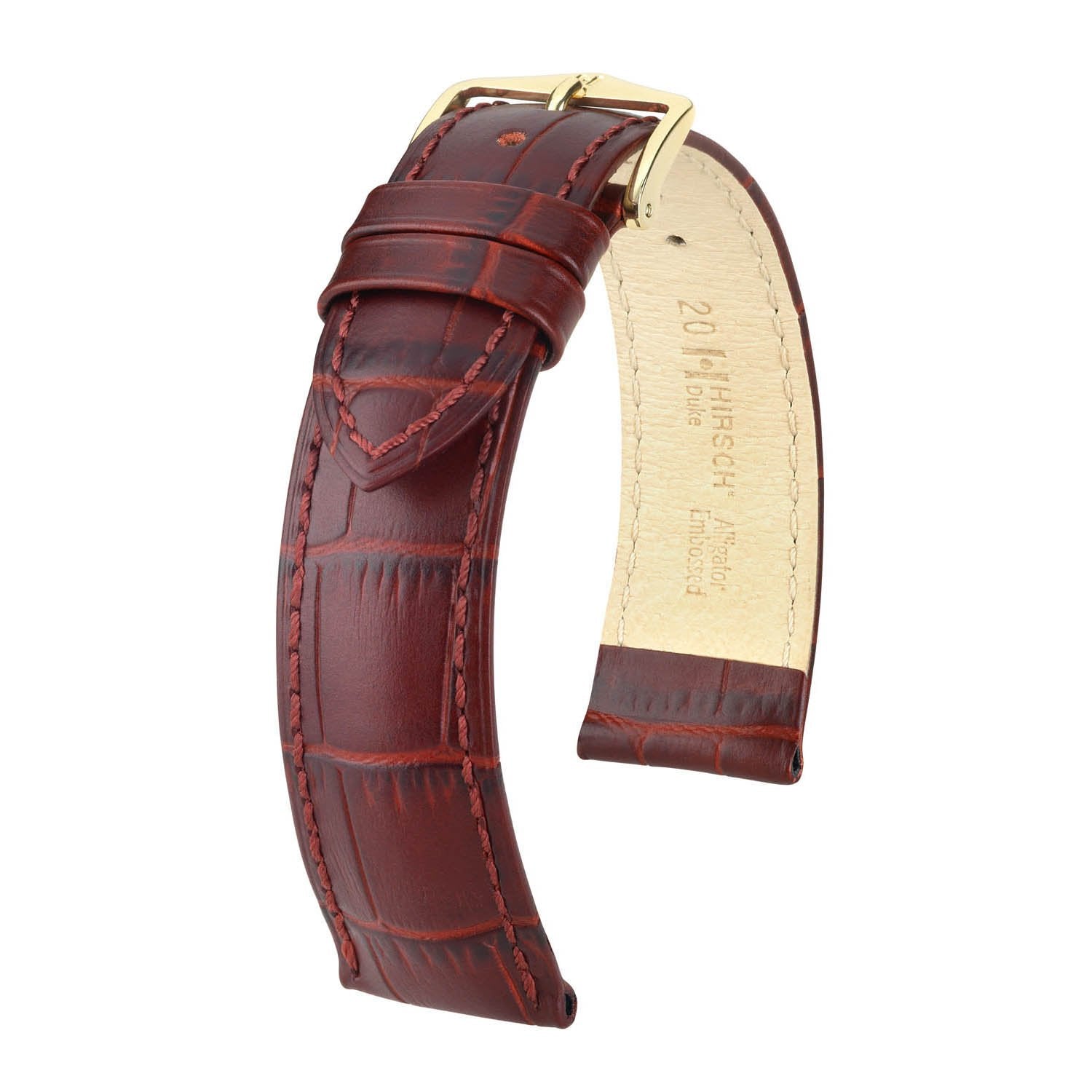 Hirsch Duke Burgundy Alligator Embossed Leather Watch Band