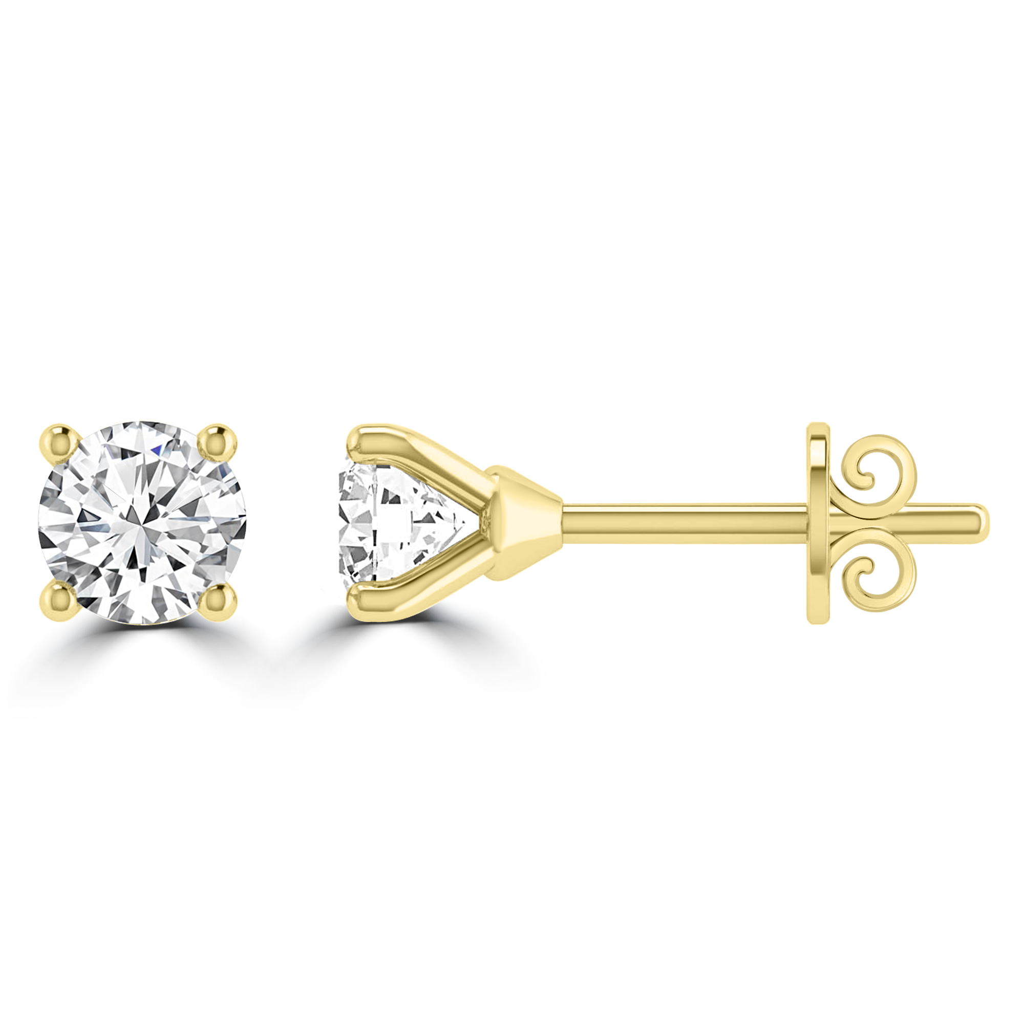 0.33ct GH I1 Diamond 4 Claw Studs in 9K Yellow Gold