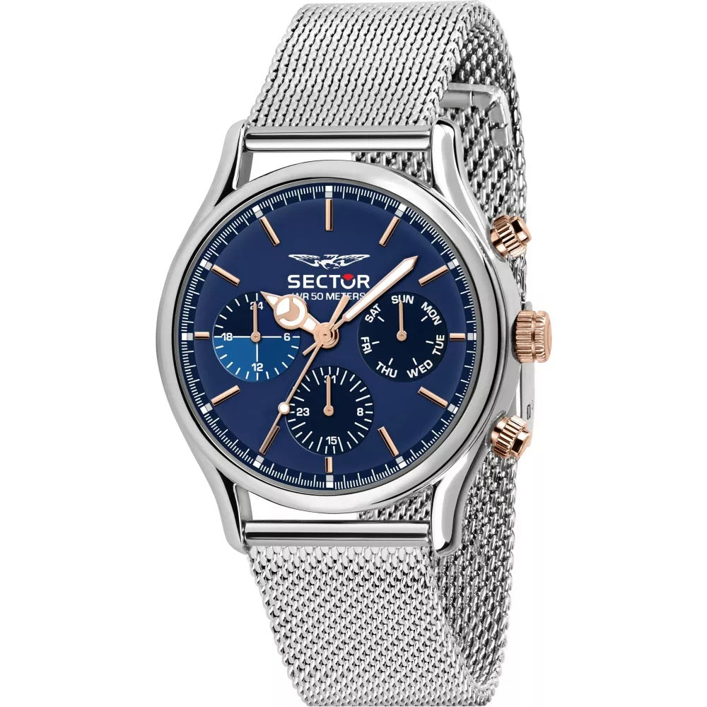 Sector 660 Multifunction Blue Dial Silver Mesh Watch R3253517009