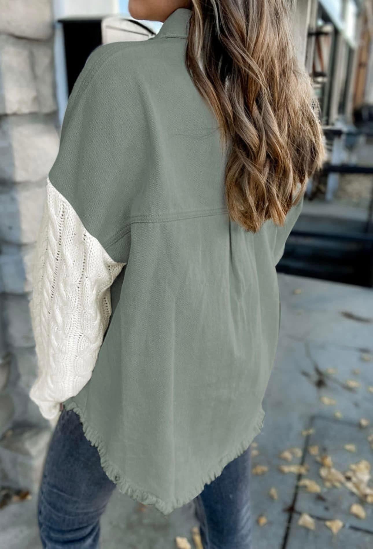 SAGE SWEATER SLEEVE BUTTON UP