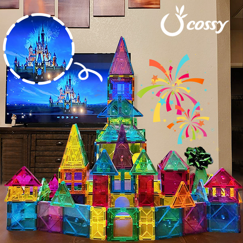 A castle built with Cossy building magnetic tiles