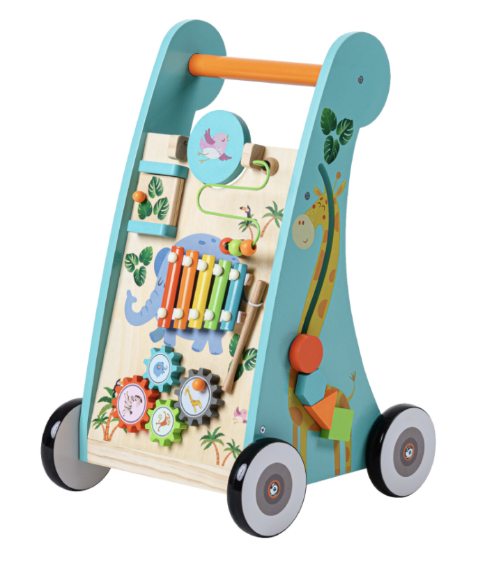 Teamson Preschool Play Lab Safari Animal Wooden Baby Walker 