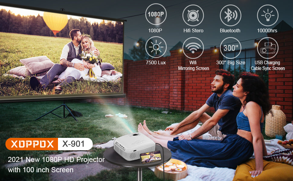 XOPPOX X901 HD Projector Wifi 7500Lux Bluetooth 2021 New Life