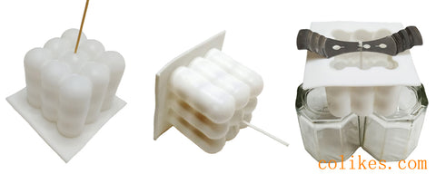 Place the wick: candle science，how to make candles, candle making supplies, silicone molds