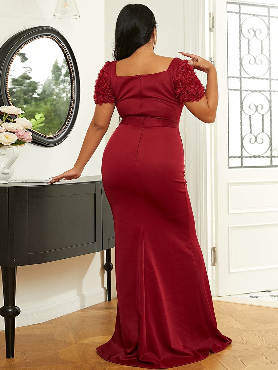 Plus Size Formal Sweetheart Burgundy Mermaid Evening Dress PXH2204