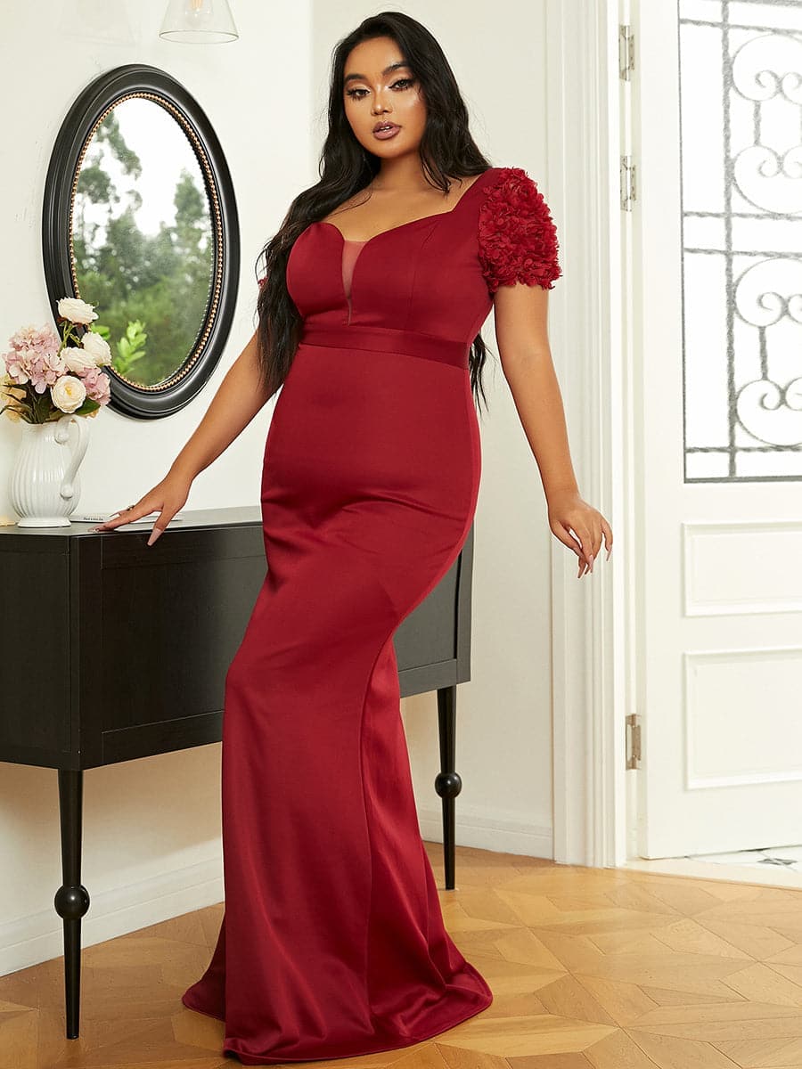 Plus Size Formal Sweetheart Burgundy Mermaid Evening Dress PXH2204