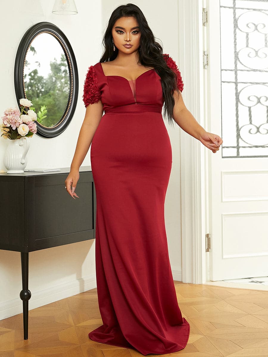 Plus Size Formal Sweetheart Burgundy Mermaid Evening Dress PXH2204