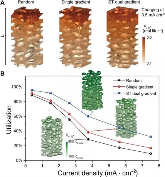 Double gradient graphite anode material realizes fast charging of lith