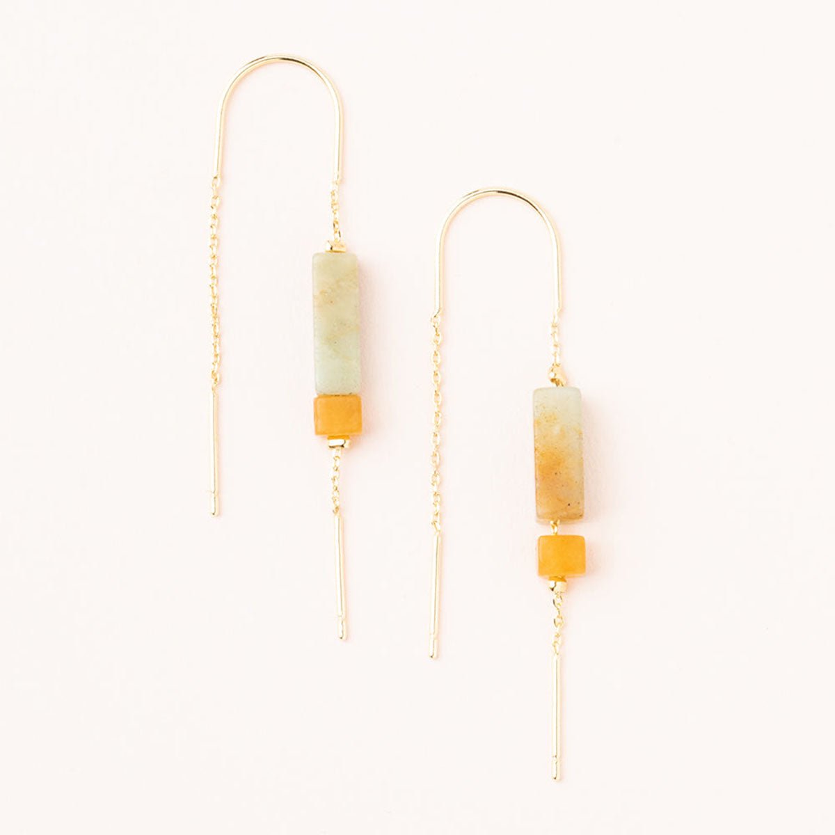 Rectangle Stone Threader Earring