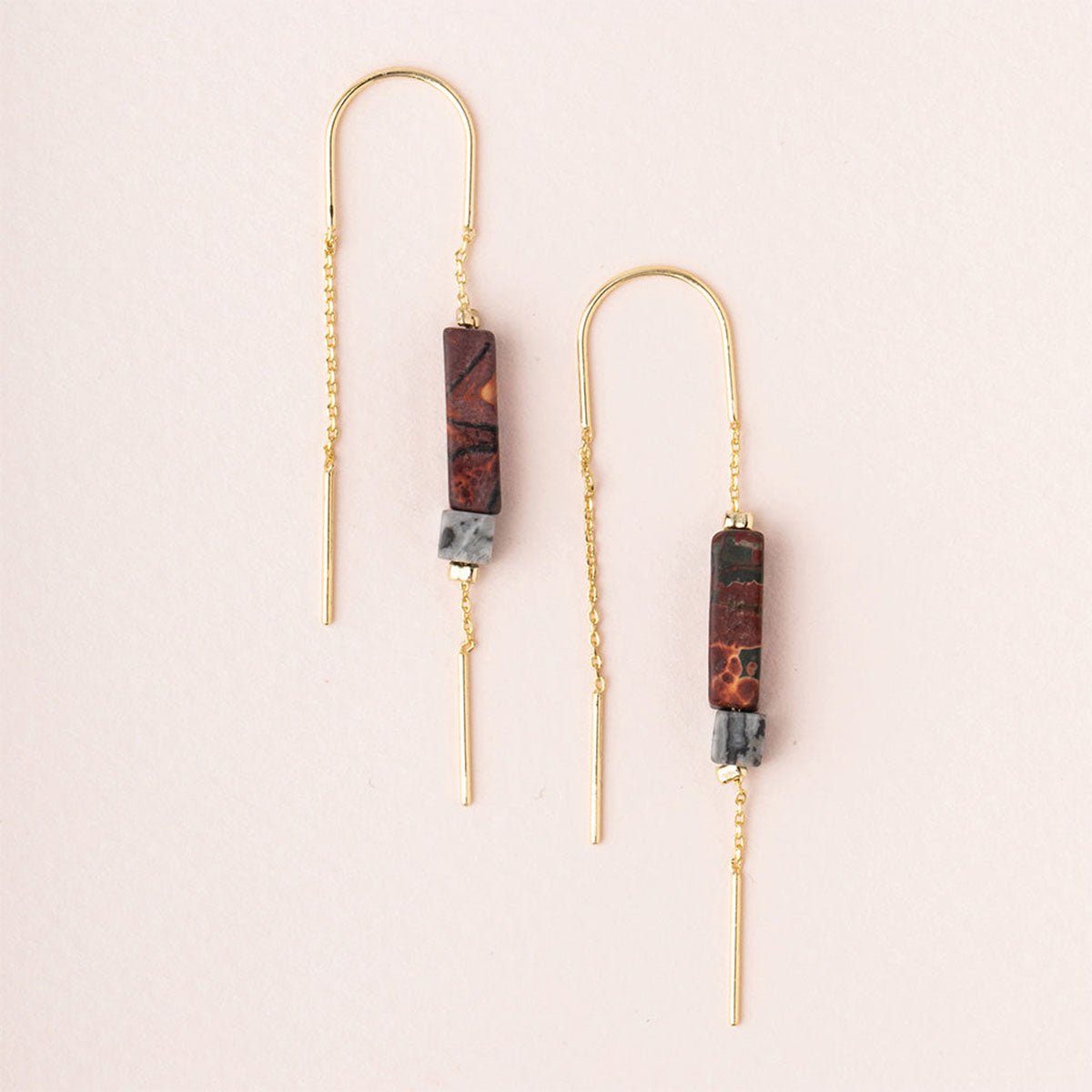 Rectangle Stone Threader Earring