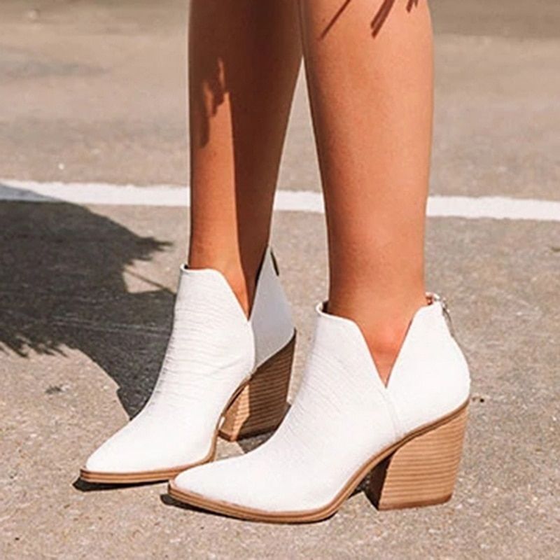 Winter Autumn Ankle Boots 2023 Fashion Boots Short Pointed Toe High Heels Zipper Shoes for Women