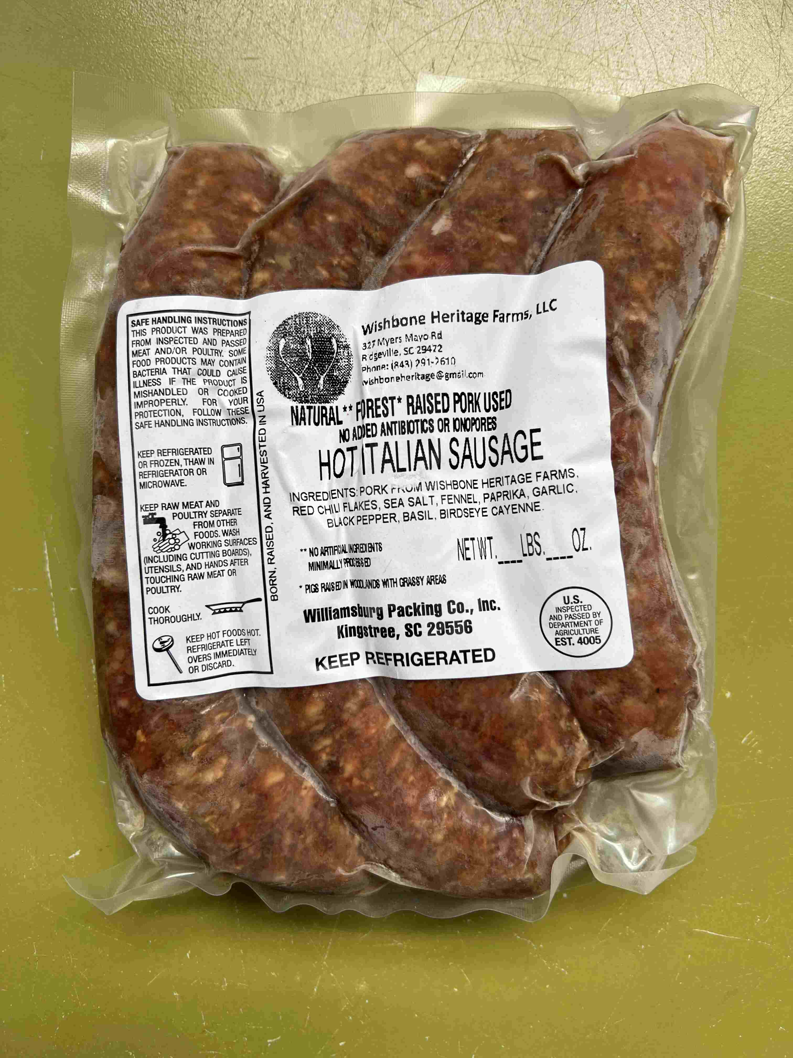 Pork Sausage FROZEN [1lb], Wishbone Heritage