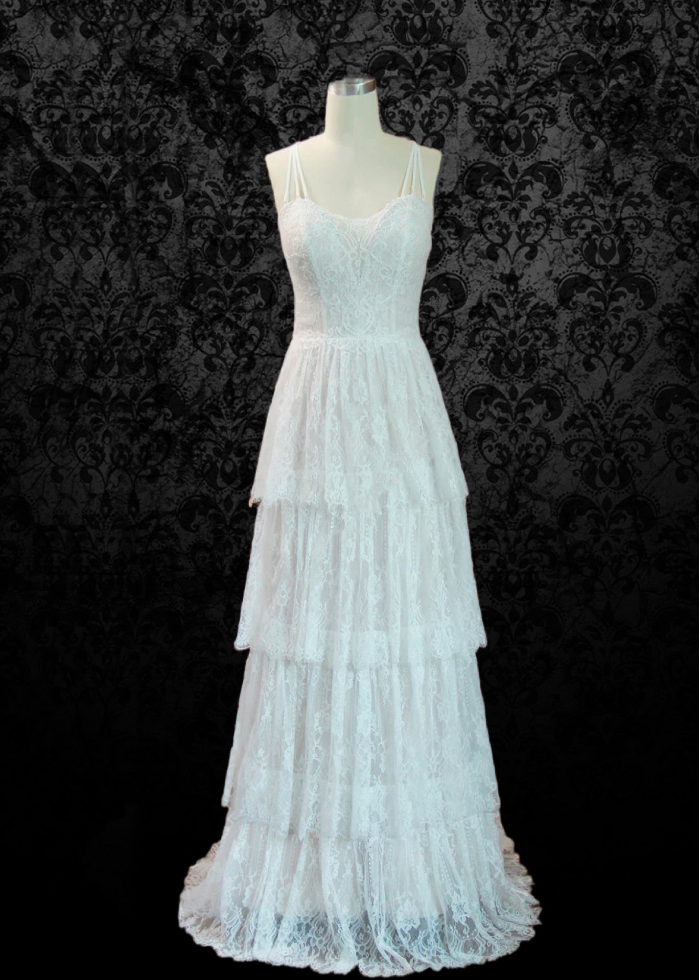 Boho Elegant Lace Spaghetti Straps Simple Wedding Dress Plus Size
