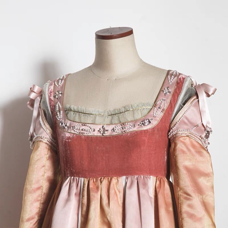 BOHO STYLE REGENCY ERA DAY DRESS - PEACH REGENCY BALL GOWN - PLUS SIZE