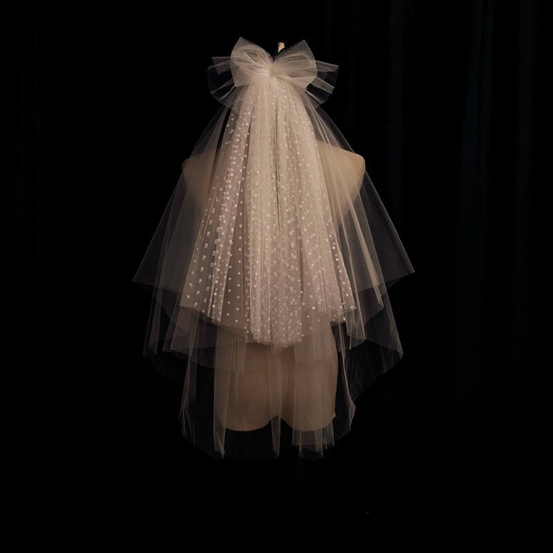 Vintage Bow Lace Tulle Veil With Blusher