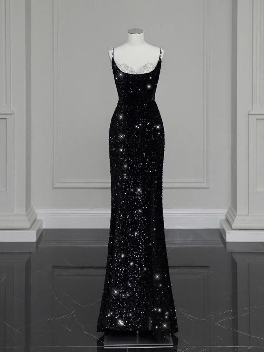 Gothic Black Lace Sequins Evening Gown - Formal Dress Plus Size