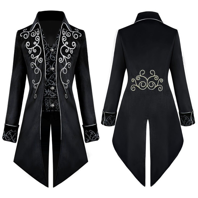 Gothic Tailcoat with Embroidery Velvet Two-piece Jacket for Men - Plus Size