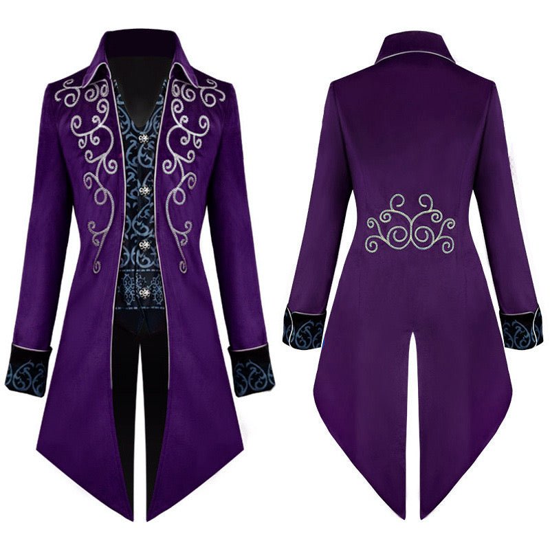 Gothic Tailcoat with Embroidery Velvet Two-piece Jacket for Men - Plus Size