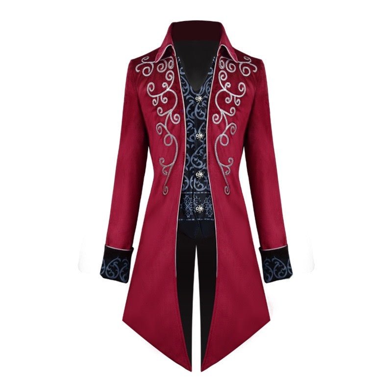 Gothic Tailcoat with Embroidery Velvet Two-piece Jacket for Men - Plus Size