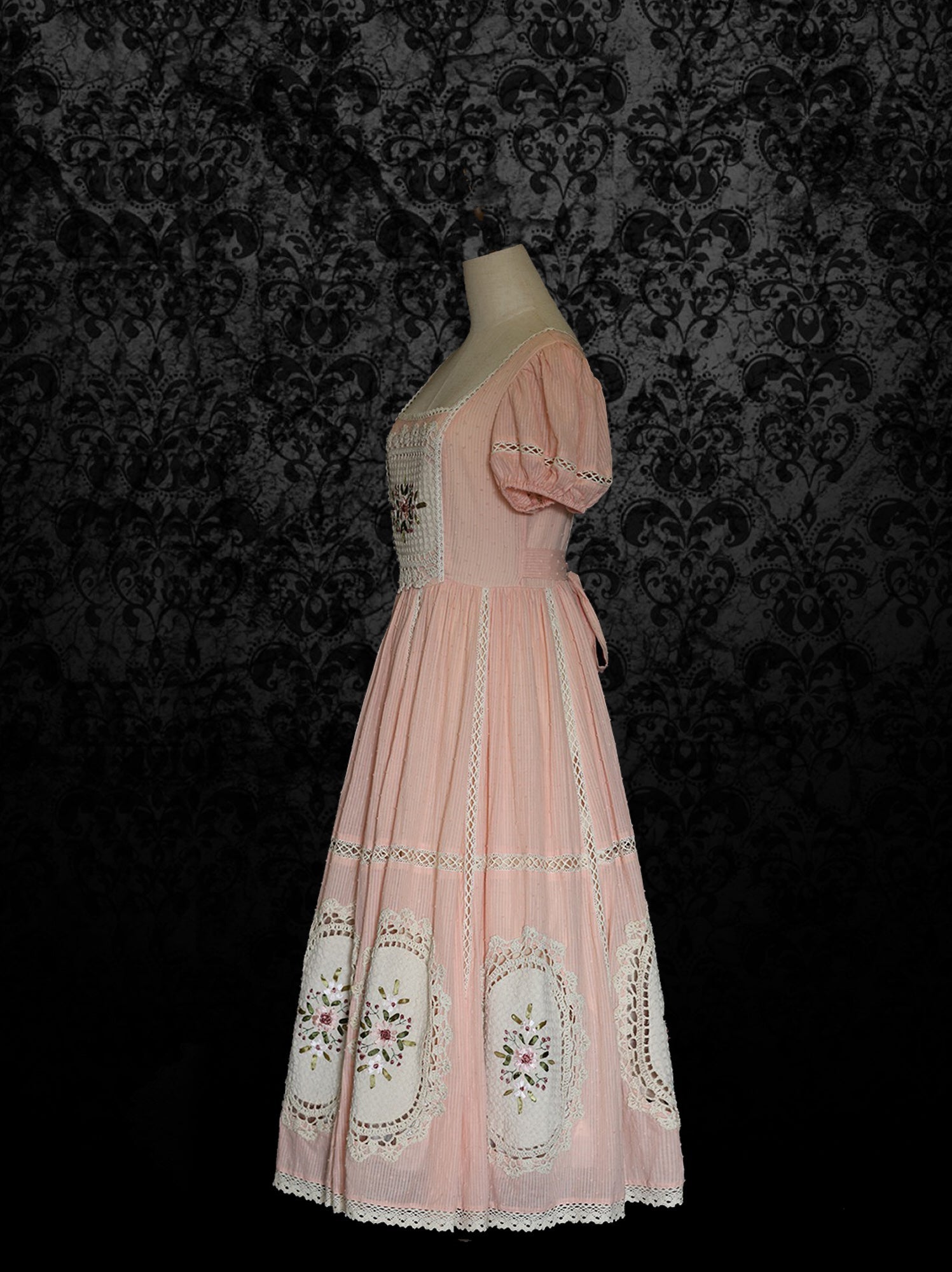 Gunne Sax Style French 1980s Pink Day Dress - Tea Dress