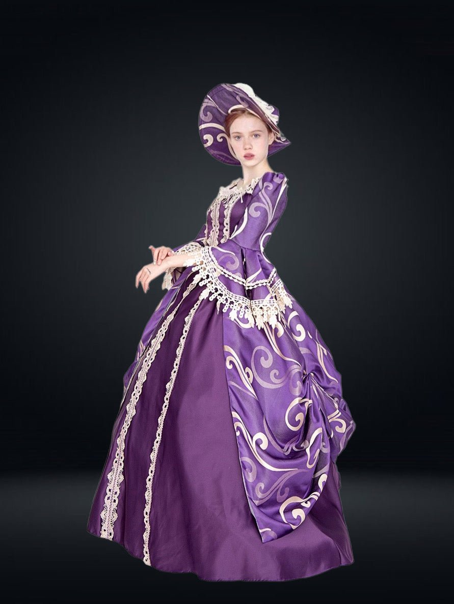 Queen Charlotte Purple Gown -Marie Antoinette Baroque Gown for Bridgerton Plus Size