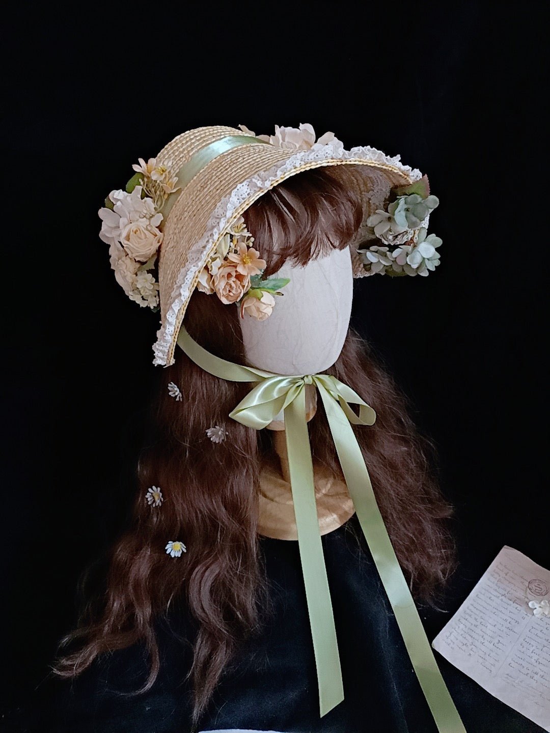 Regency Era Bonnet Lolita Style Hat With Foral