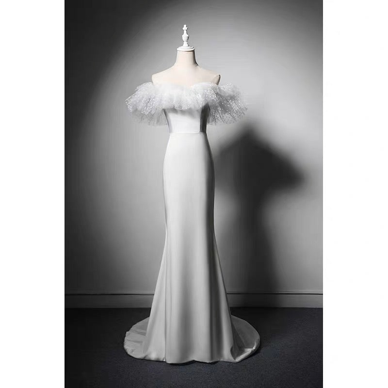 White Boho Style Ruffle Lace Wedding Dress - Plus Size
