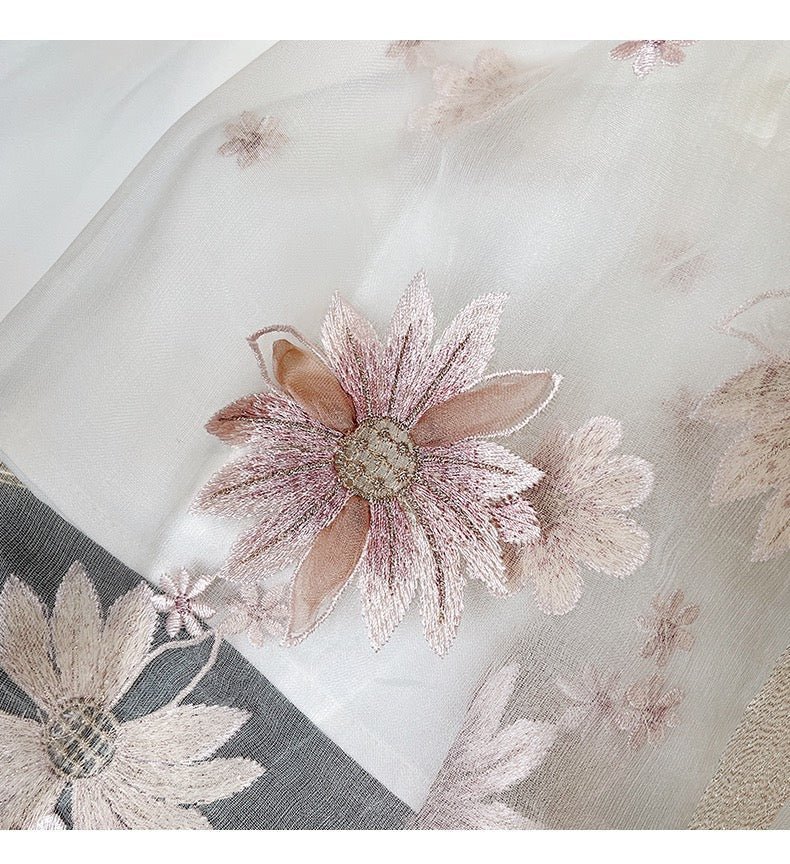 White Regency Era Shawl With Silk Wool, Embroidery