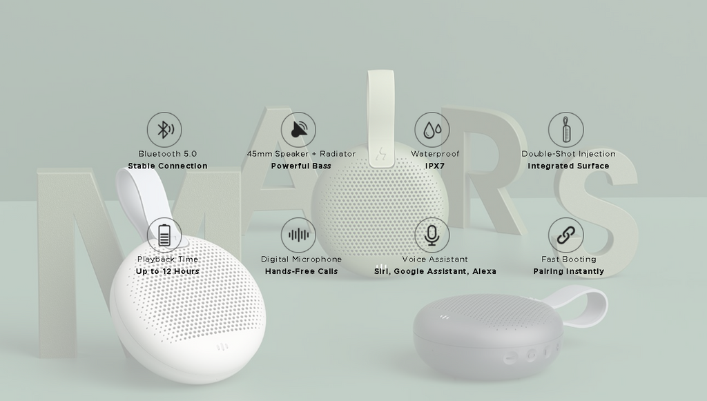 HAKII Mars Portable Waterproof Bluetooth Powerful Bass Speaker