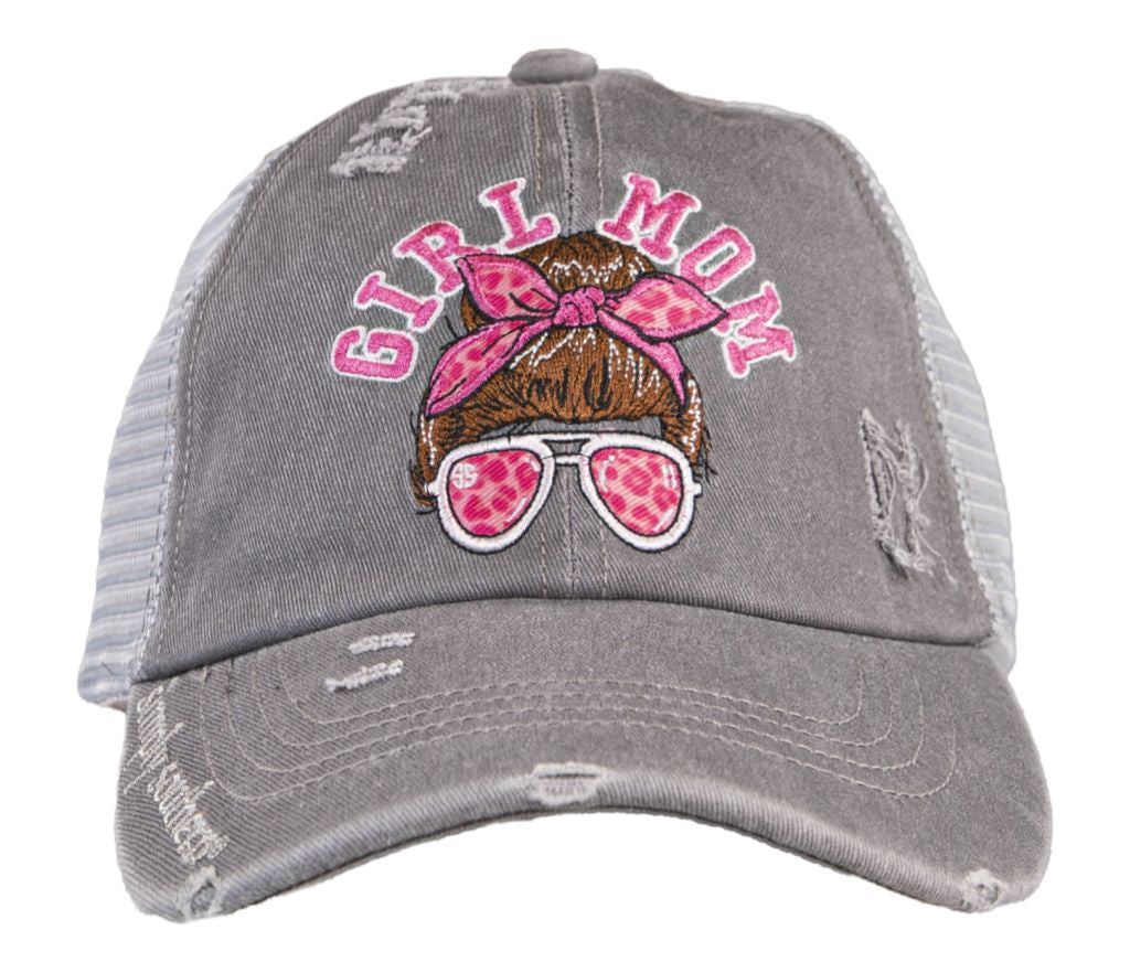 Simply Southern Girl Mom Distressed Ponytail Hat