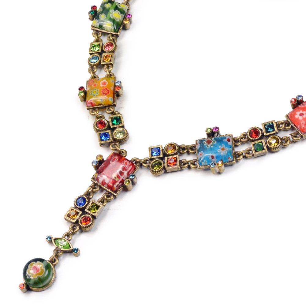 Sweet Romance Millefiori Glass Geometric Link Y Necklace N1489 (Buy 2 Get 1 Free Mix & Match)