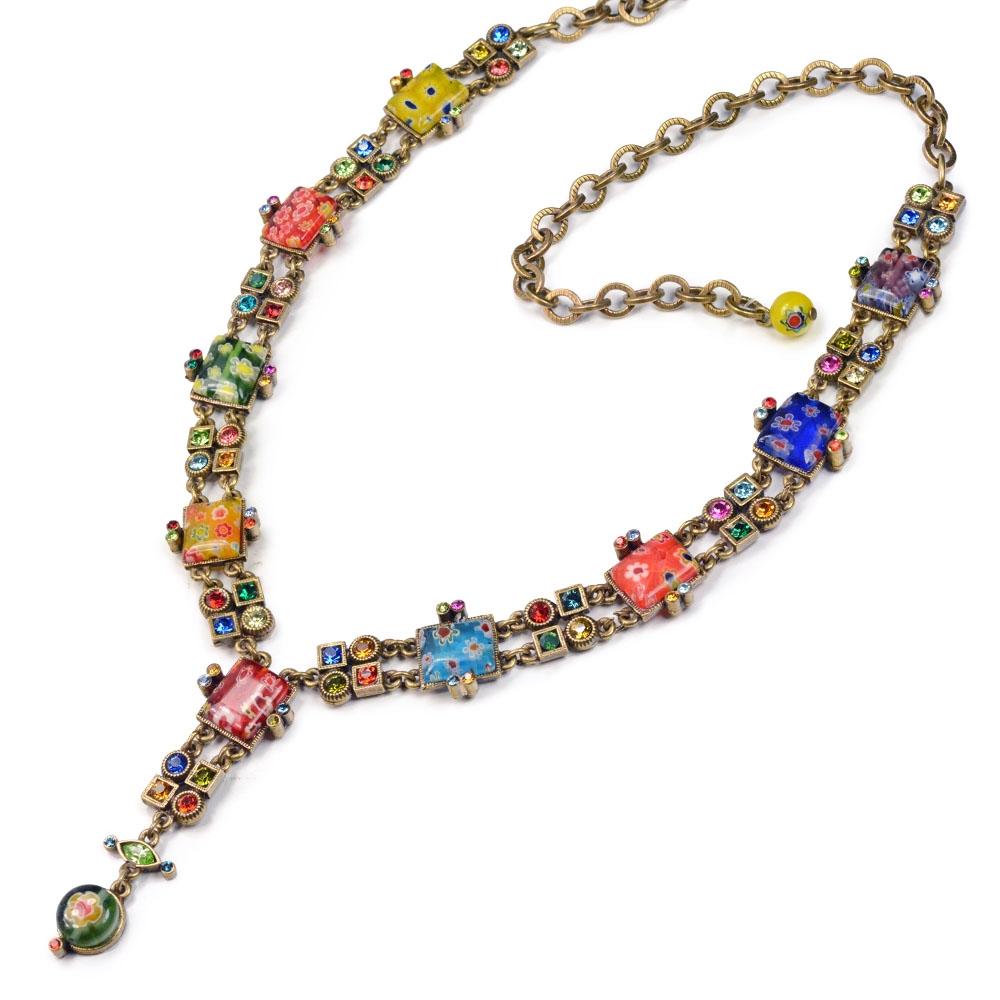 Sweet Romance Millefiori Glass Geometric Link Y Necklace N1489 (Buy 2 Get 1 Free Mix & Match)