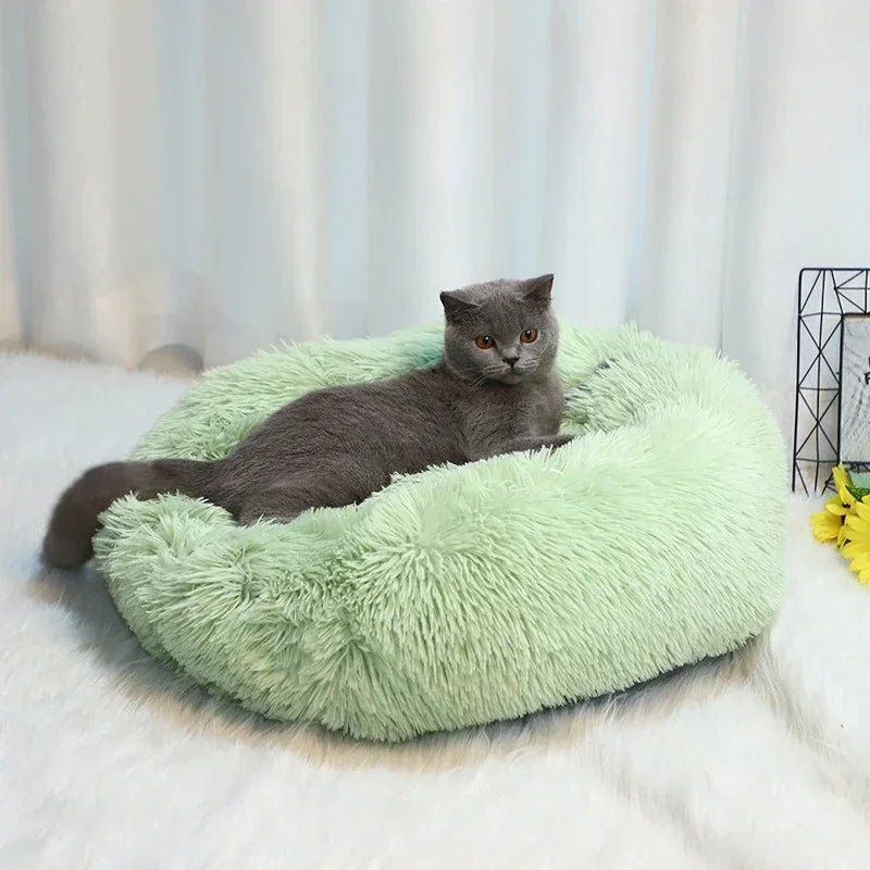 Premium Macaron color donut cat bed in comfy fleece